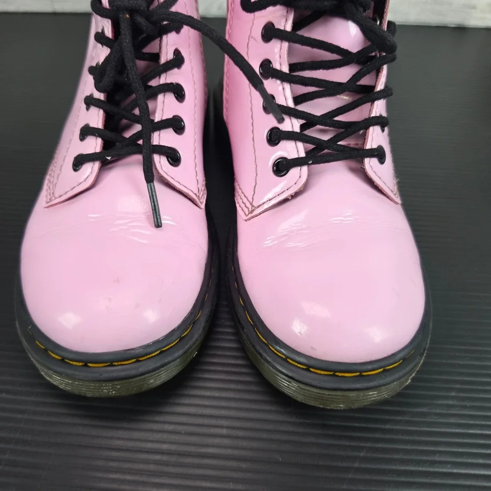 Dr. Martens 1460 J Pink Patent Lamper Lace Up Side Zip Boots Kids Size 13 US